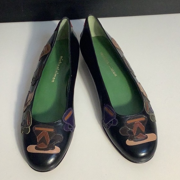 Vintage Michael Simon Leather “Coffee Cups” Slip On Ballet Flats Shoes Sz 7M - Picture 1 of 11